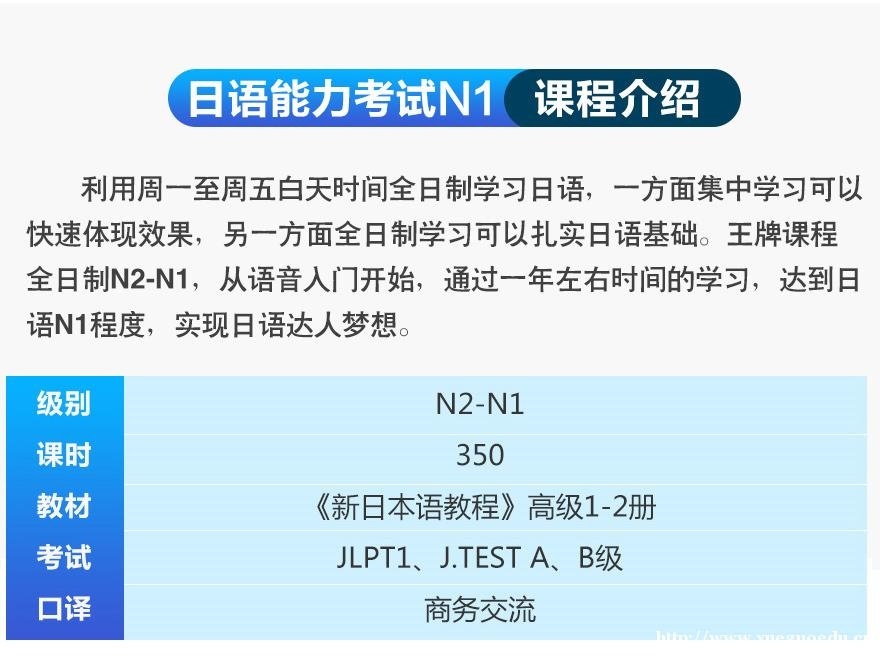 上海日语中高级等级考试培训外教小班 全日制日语高级（N2-N1）