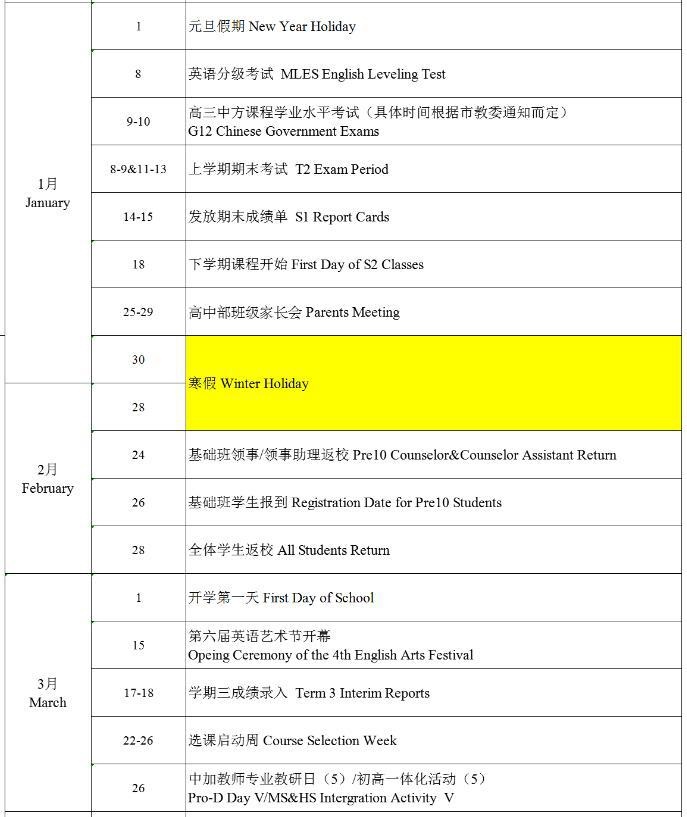 上海枫叶国际学校2021年1月30日寒假 3月1日正式开学