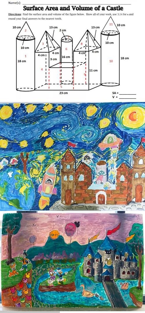 上海美高孩子自己设计城堡，计算面积， 再绘画.jpg