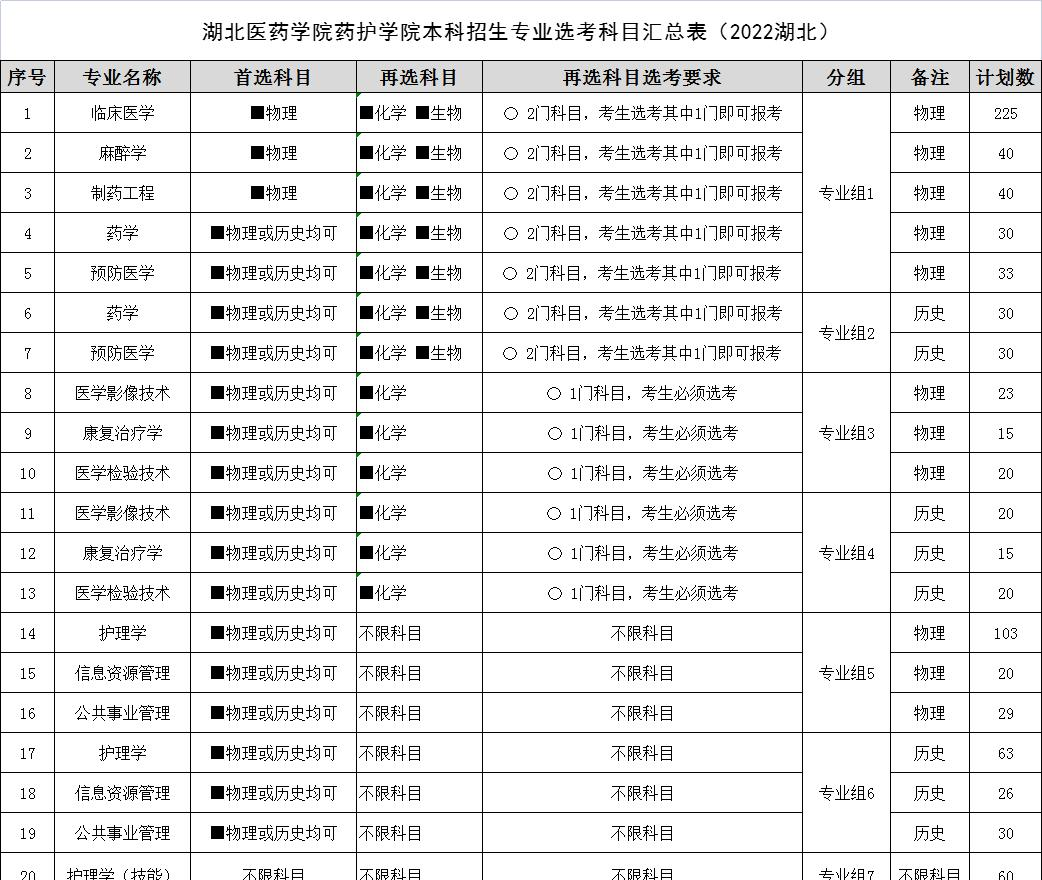 湖北医药学院药护学院有哪些专业？