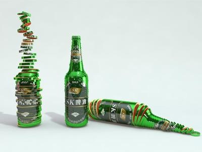 破碎的啤酒杯