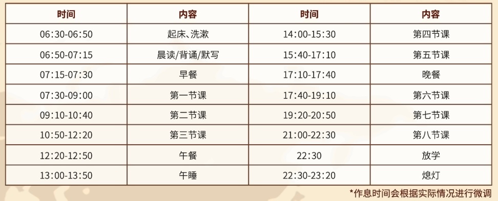 天津法耀高级中学复读班时间规划