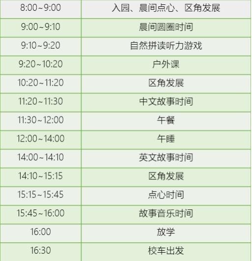 杭州威雅幼儿园托班全天时间安排