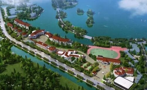 上海宏润博源学校校园环境鸟瞰效果图
