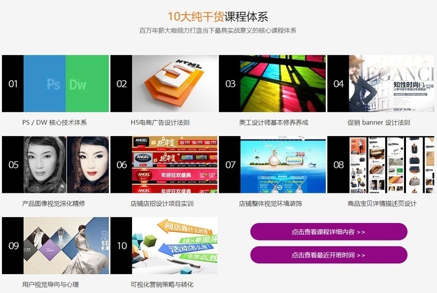 十大纯干货课程体系