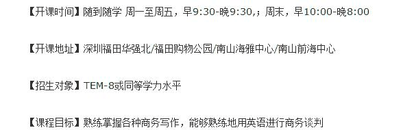 深圳韦博南山区商务英语高级培训班学习内容介绍