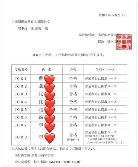 朝阳义塾学子获准日本高野山高中交换留学