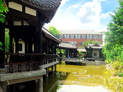 成都七中高新校区校园一景