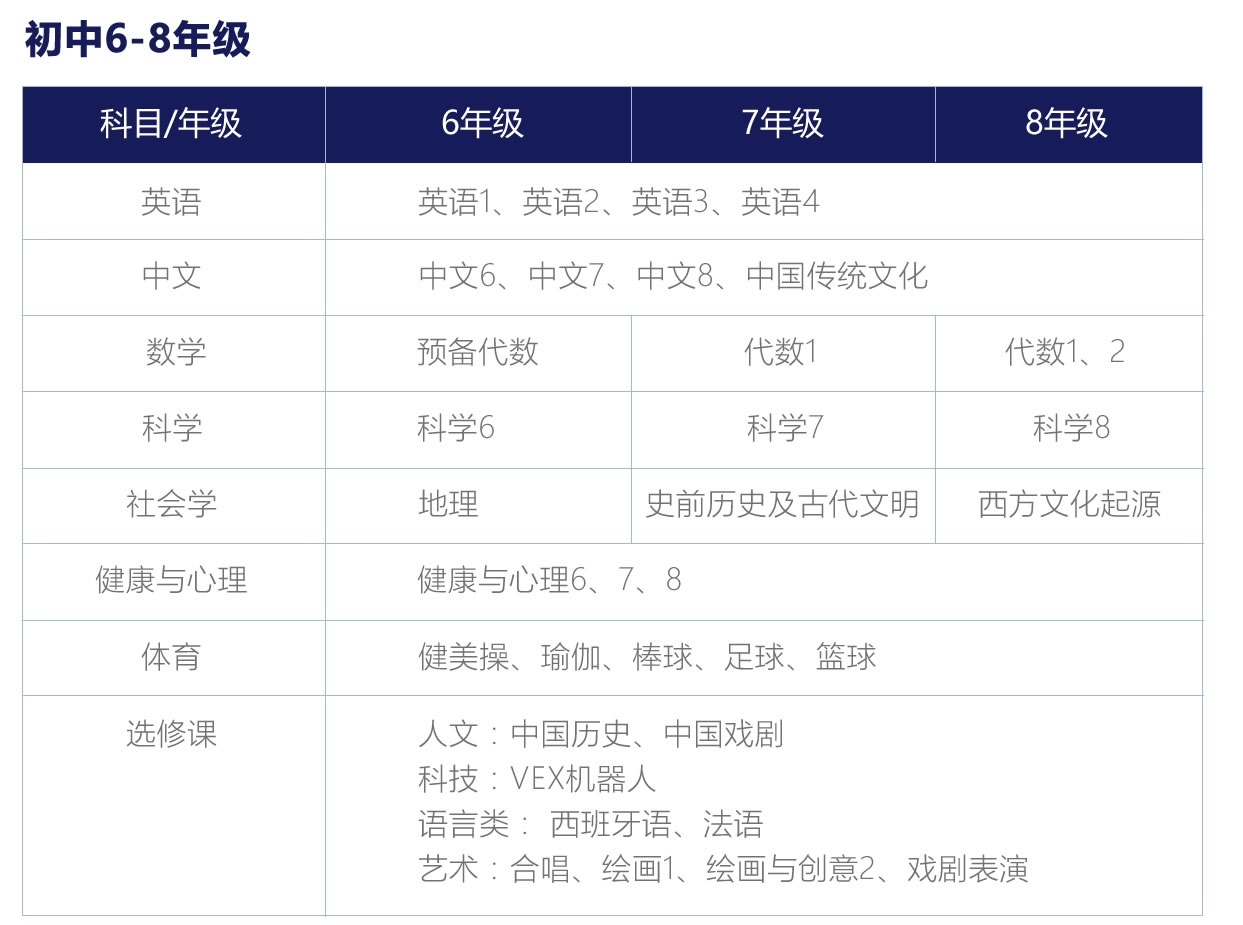 深圳国际预科学院课程设置