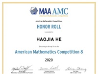 祝贺黄石学子首次参加AMC大赛即捧回全球大奖！