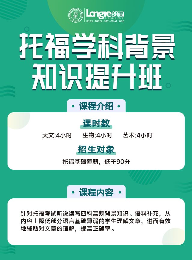 石家庄托福学科背景知识提升班