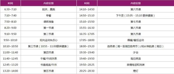 中加枫华国际学校作息时间