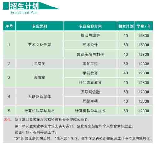 中国矿业大学银川学院计划外招生专业