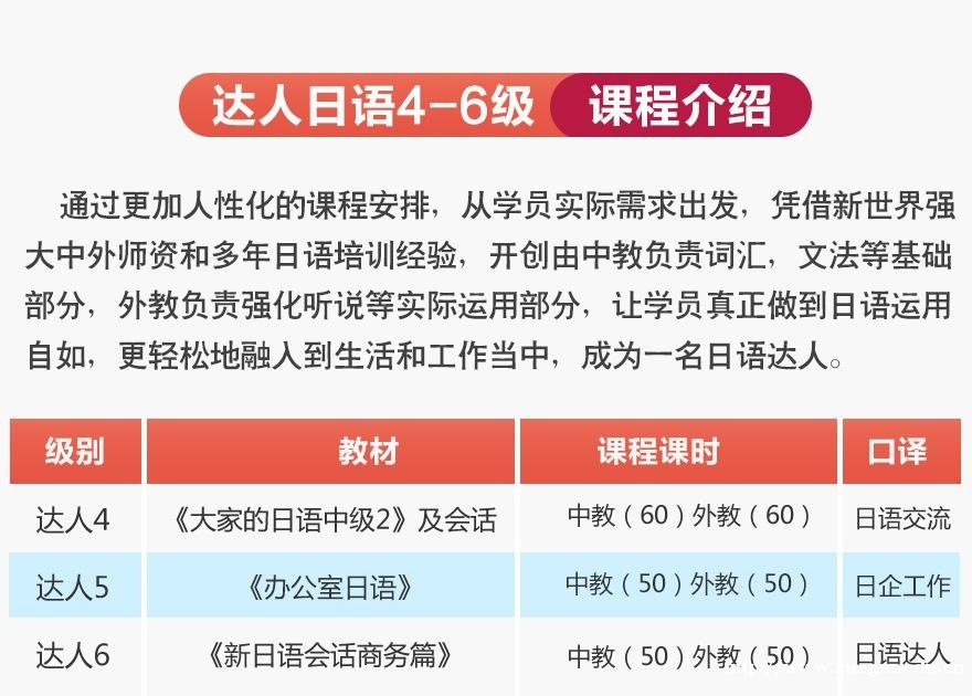 上海日语基础初级外教小班 达人日语4-6级培训班