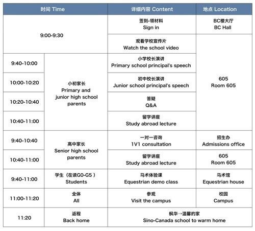 中加枫华国际学校校园开放日流程