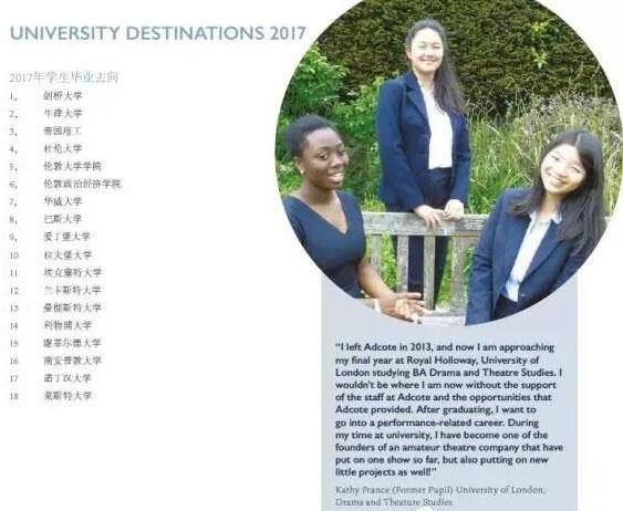 英国阿德科特学校学术成果怎么样？2017届毕业生去向