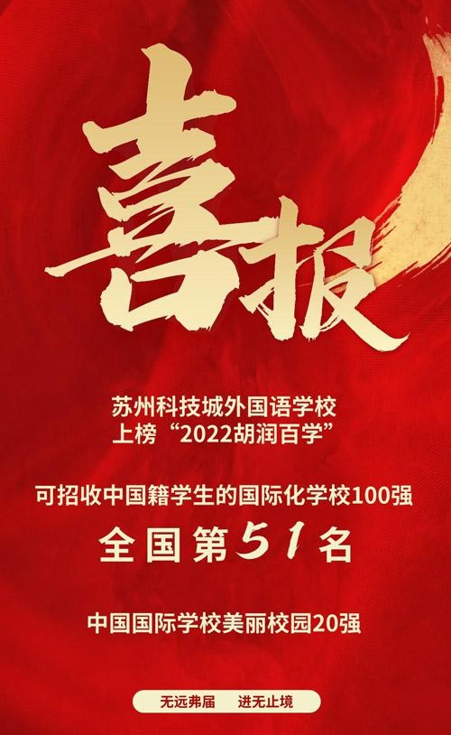 苏州科技城外国语学校胡润全国百强国际化学校