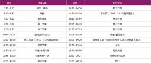 中加枫华国际学校作息时间