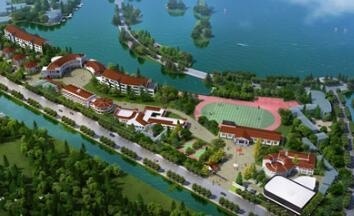 上海宏润博源学校校园鸟瞰效果图