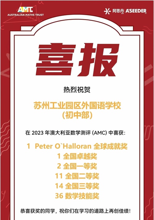 苏州工业园区外国语学校喜报