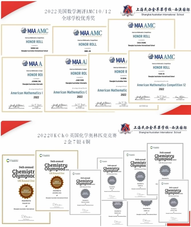 上海澳大利亚国际高中学生竞赛成绩