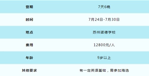 蘇州諾德學校夏令營活動詳情