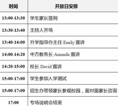 2017年最后一场新和诺斯克劳斯国际高中开放日活动流程