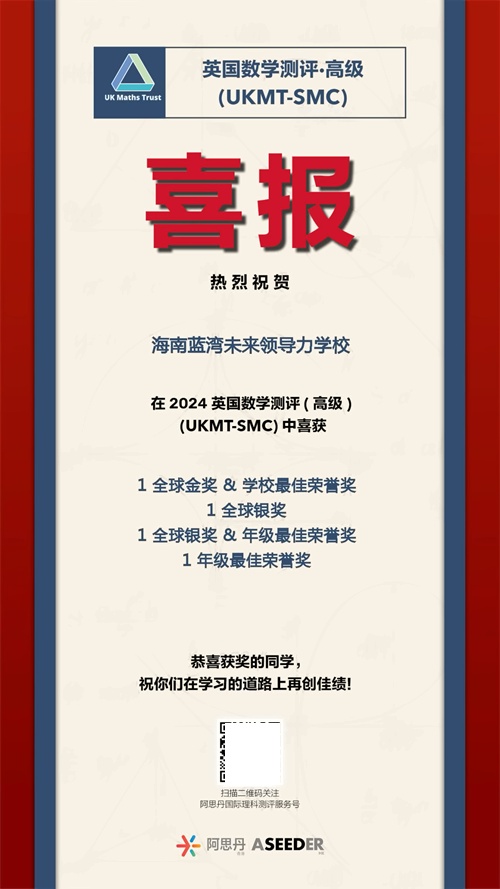 未来领导力学校中学部学子在英国数学竞赛中获奖