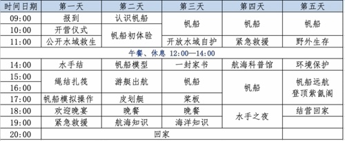 苏州工业园区外国语学校帆船日程